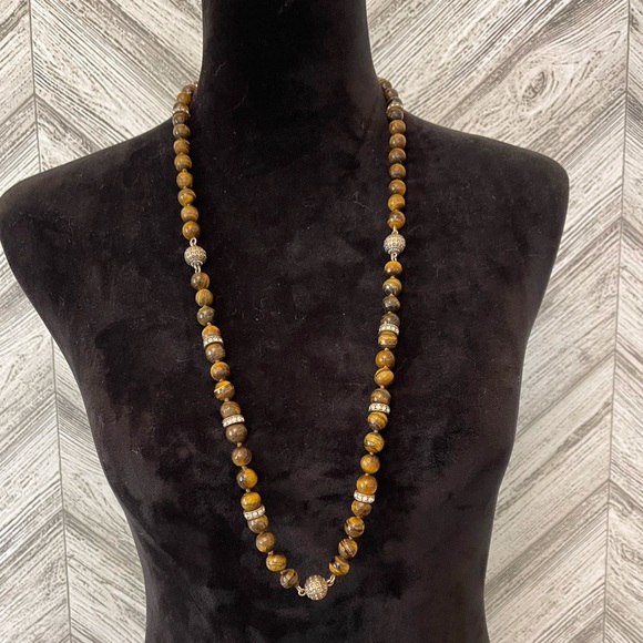 CHLOE & ISABEL Tiger Eye Bead Necklace, NWOT - Picture 2 of 5